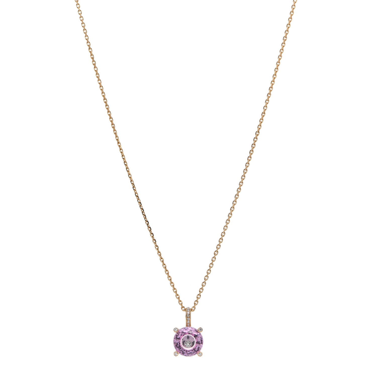 Chopard 18K Yellow Gold Diamond Pink Sapphire So Happy Necklace 1 of 7