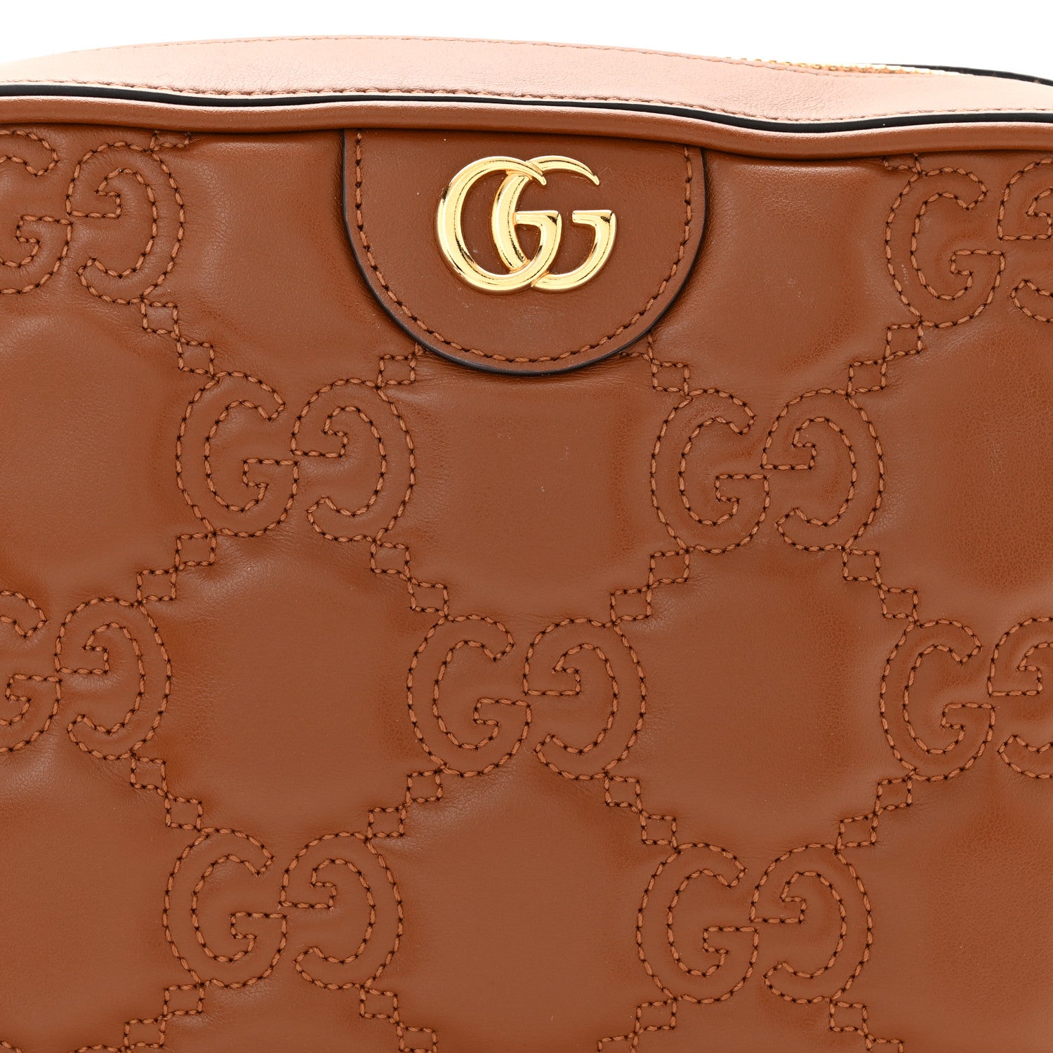 Gucci Calfskin GG Matelasse Shoulder Bag Peanut Brown Natural 8 of 10