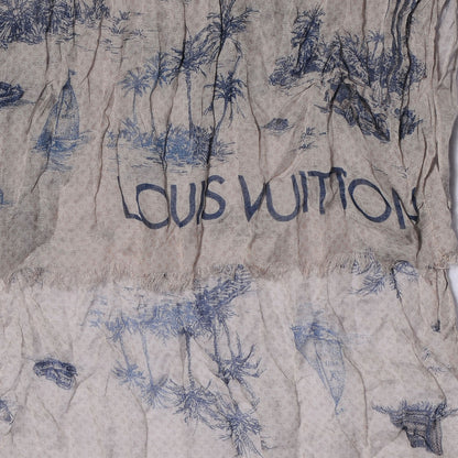 Louis Vuitton Cotton Linen Toile Etole De Louis Pareo Blue 4 of 6