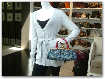Louis Vuitton Denim Crocodile Sac Fermoir GM 2 of 9