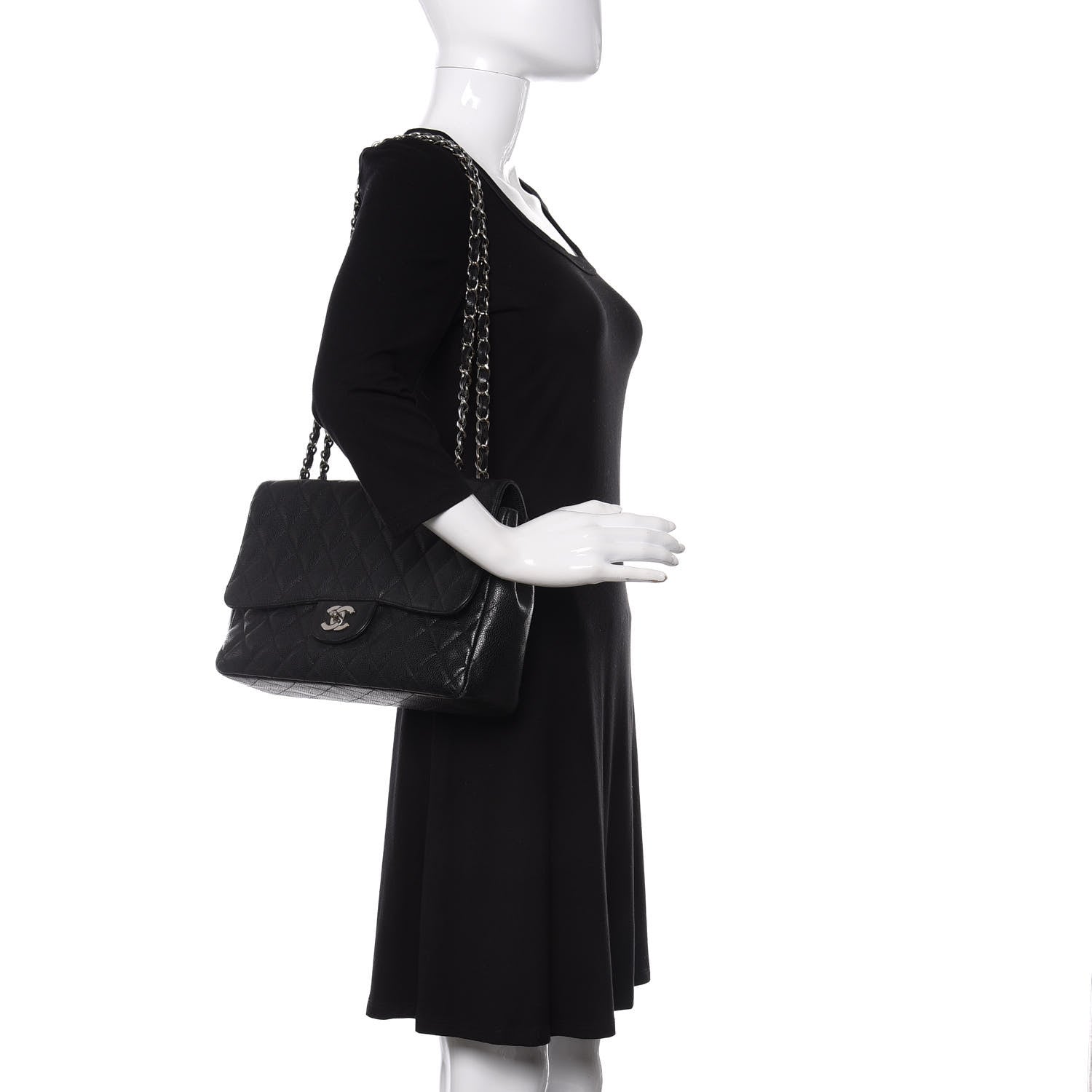 Chanel Caviar Quilted Jumbo Single Flap Black 2 of 10