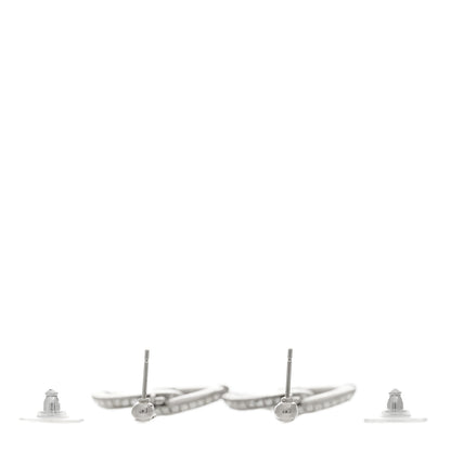 Chanel Baguette Crystal Quilted CC Drop Earrings Silver 3 of 6