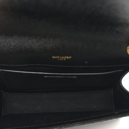 Saint Laurent Grain De Poudre Textured Mixed Matelasse Triquilt Medium Monogram Satchel Black 5 of 11