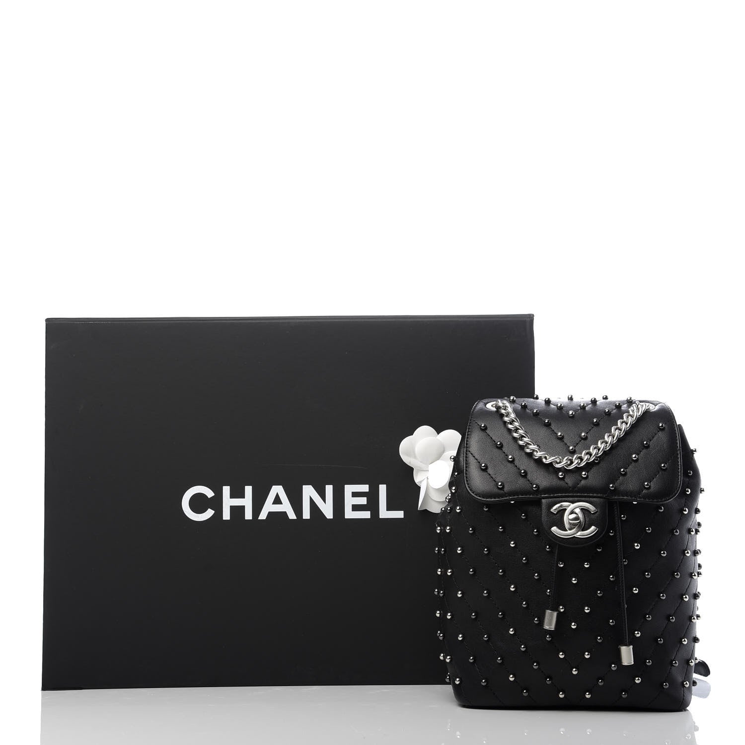 Chanel Lambskin Chevron Quilted Studded Stud Wars Backpack Black 9 of 9