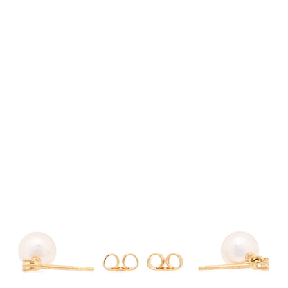 Mikimoto 18K Yellow Gold Diamond Akoya Cultured Pearl 7-7.5mm Earrings 3 of 5