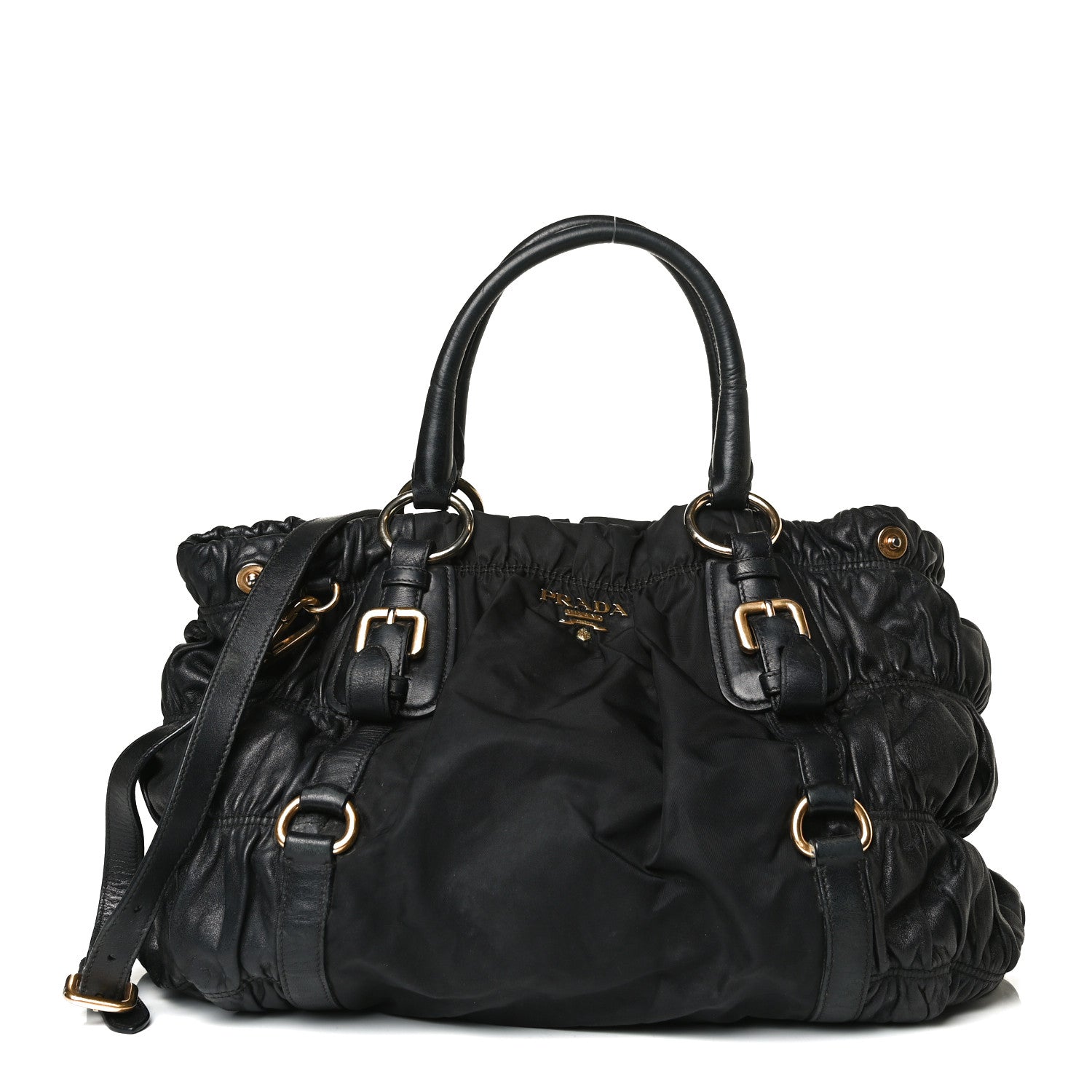Prada Tessuto Nylon Nappa Gaufre Shoulder Bag Black 1 of 16