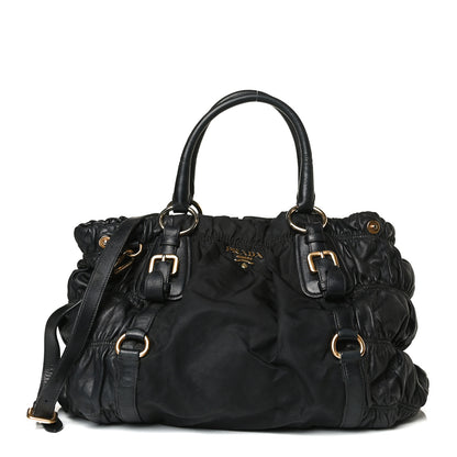 Prada Tessuto Nylon Nappa Gaufre Shoulder Bag Black 1 of 16