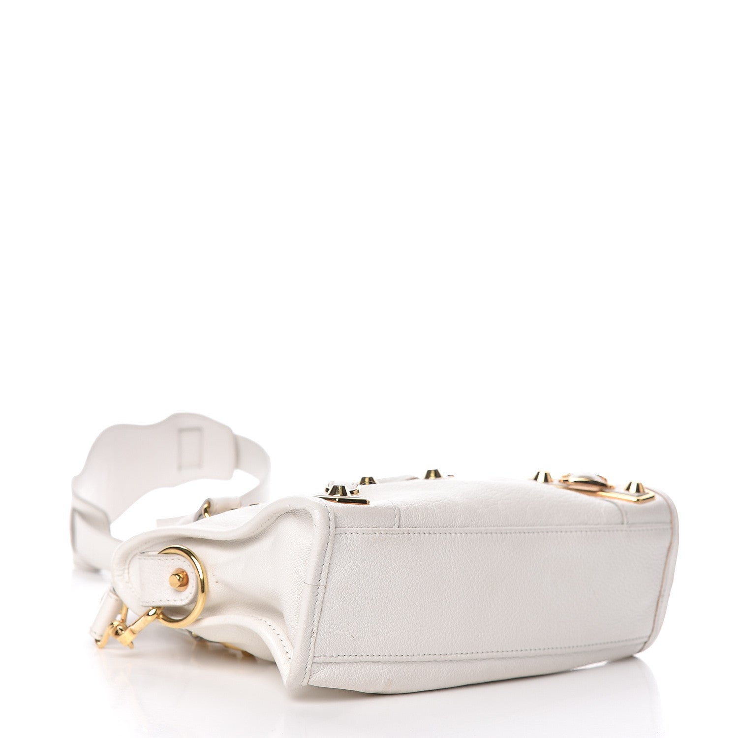 Balenciaga Chevre Gold Metallic Edge Hardware Mini City White 4 of 10