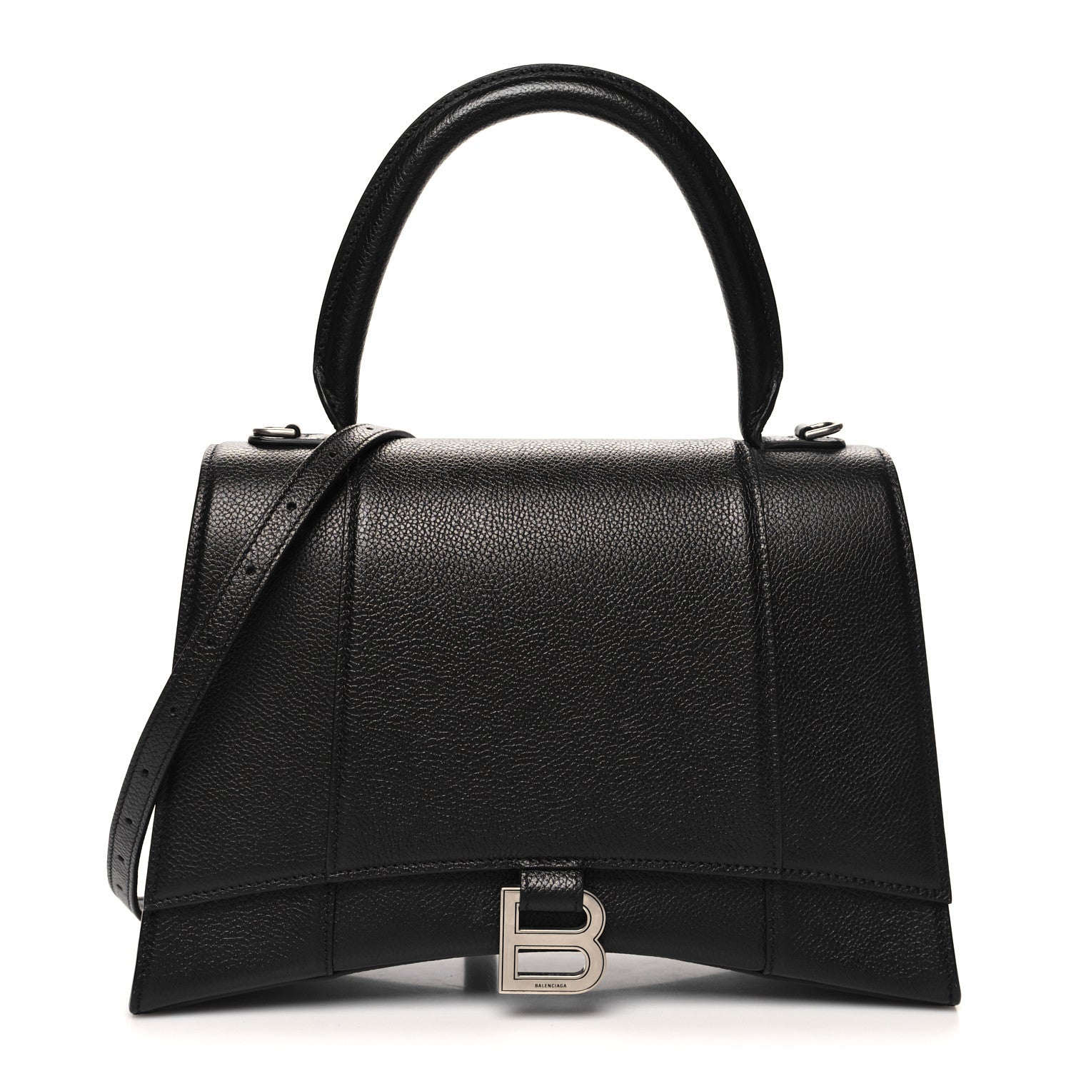 Balenciaga Grained Calfskin Medium Hourglass Top Handle Bag Black 1 of 12