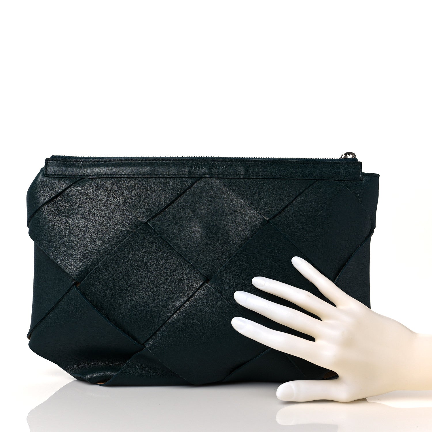 Bottega Veneta Nappa Maxi Intreccio Woven Pouch Clutch Raintree 2 of 8