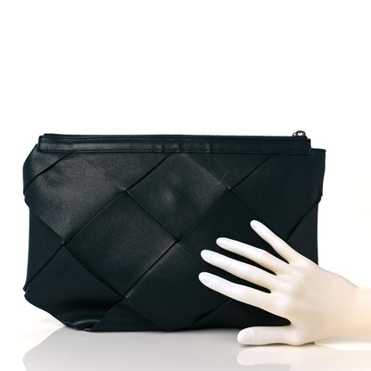 Bottega Veneta Nappa Maxi Intreccio Woven Pouch Clutch Raintree 2 of 8