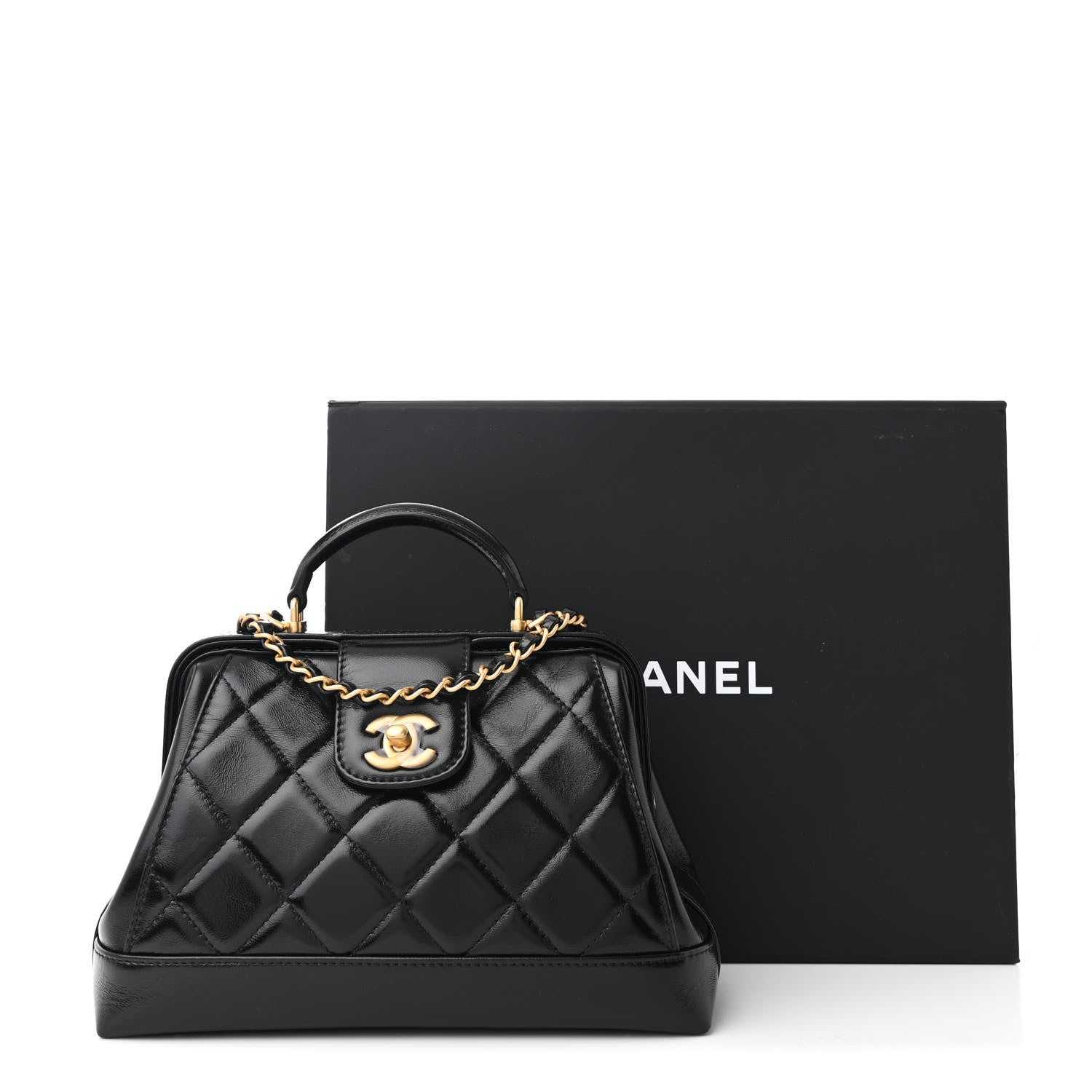 Chanel Shiny Lambskin Quilted Small Cocodoc Top Handle Bag Black 11 of 11