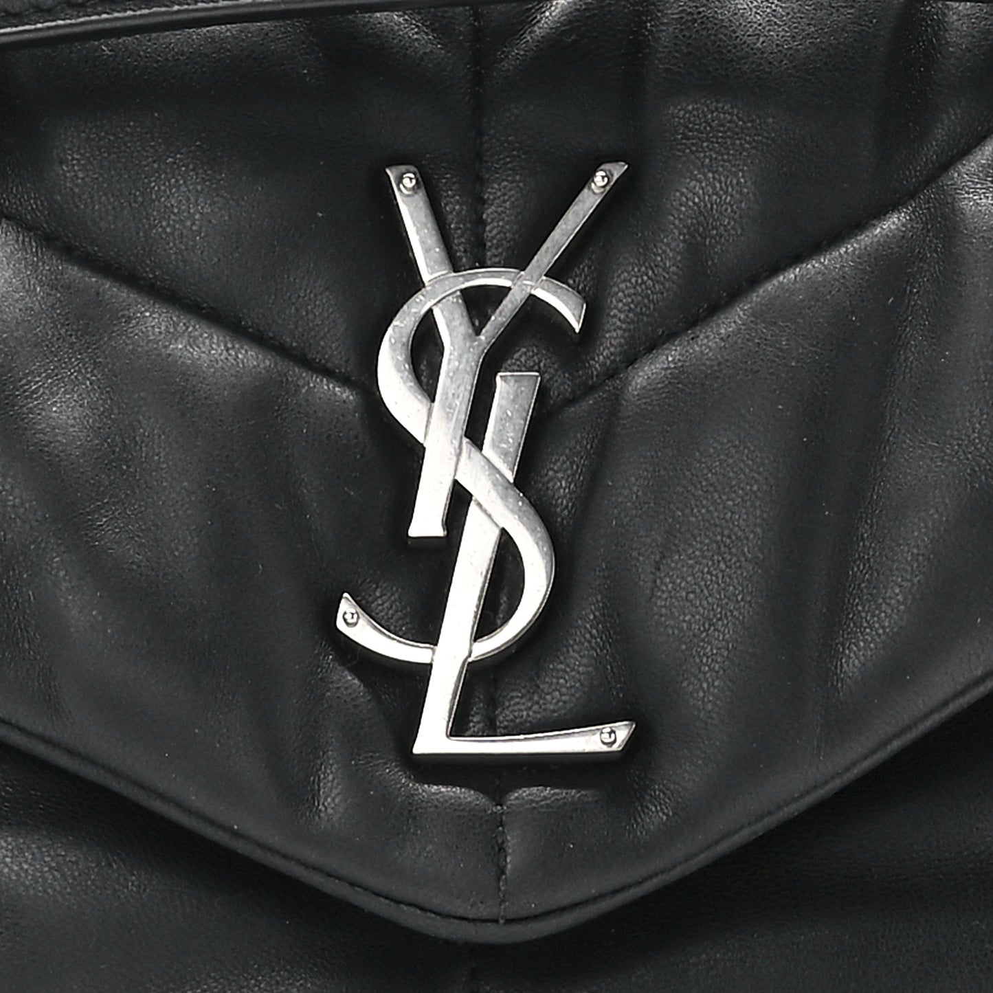 Lambskin Quilted Small Loulou Puffer Monogram Chain Satchel Black