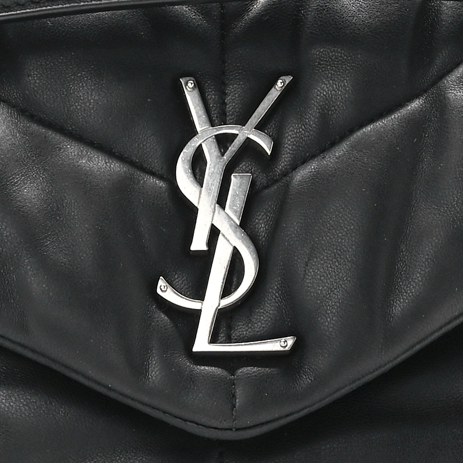 Saint Laurent Lambskin Quilted Small Loulou Puffer Monogram Chain Satchel Black 9 of 12
