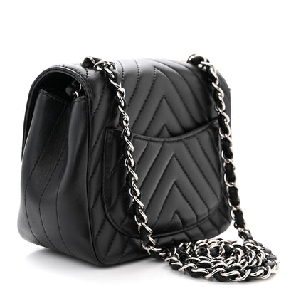 Chanel Lambskin Chevron Quilted Mini Square Flap Black 3 of 12