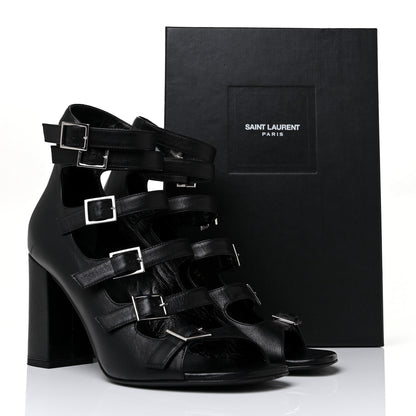 Saint Laurent Calfskin Babies 90 Multi Strap Sandal 39.5 Black 9 of 9