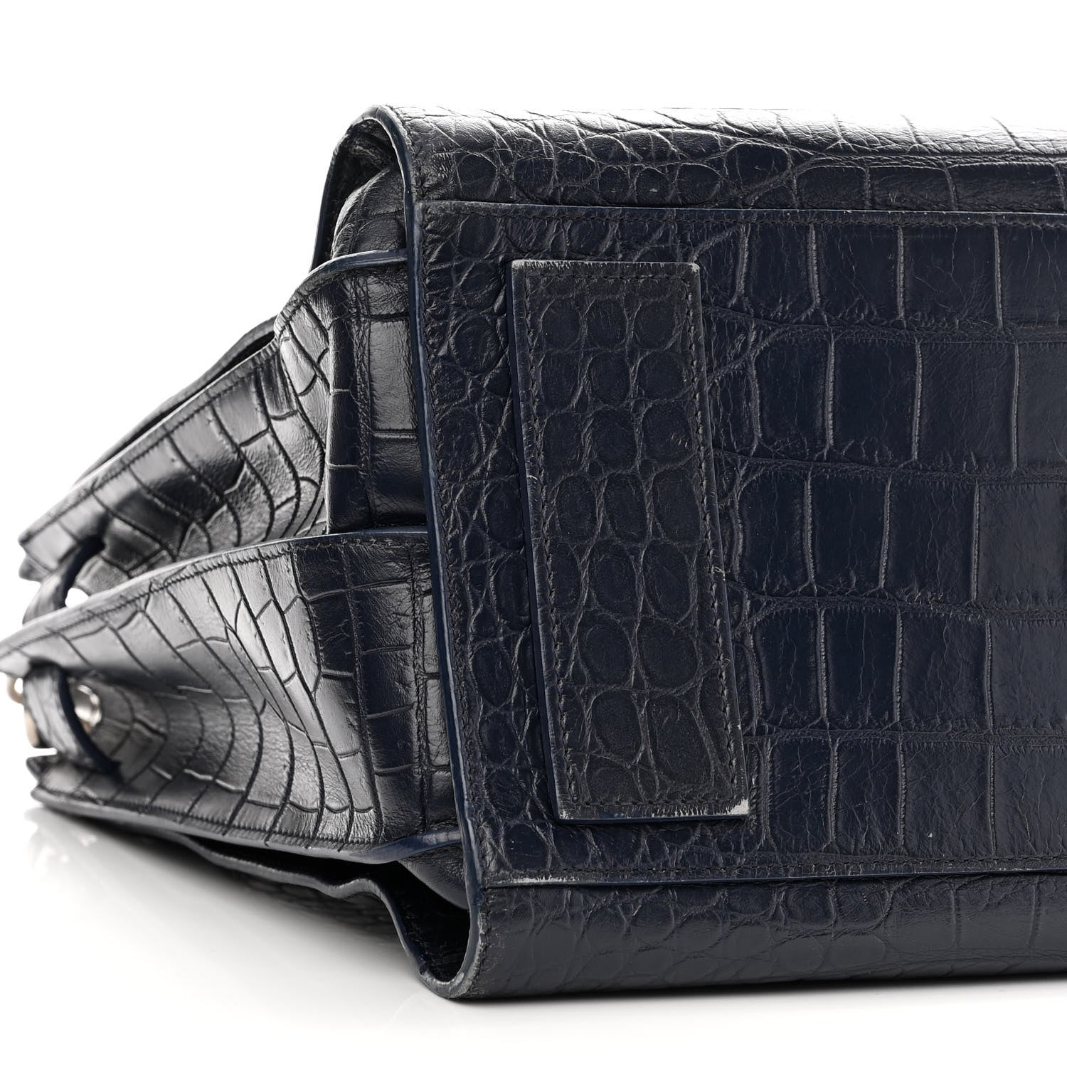 Saint Laurent Calfskin Crocodile Embossed Medium Souple Sac De Jour Medium Blue 9 of 10