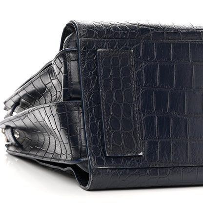 Saint Laurent Calfskin Crocodile Embossed Medium Souple Sac De Jour Medium Blue 9 of 10