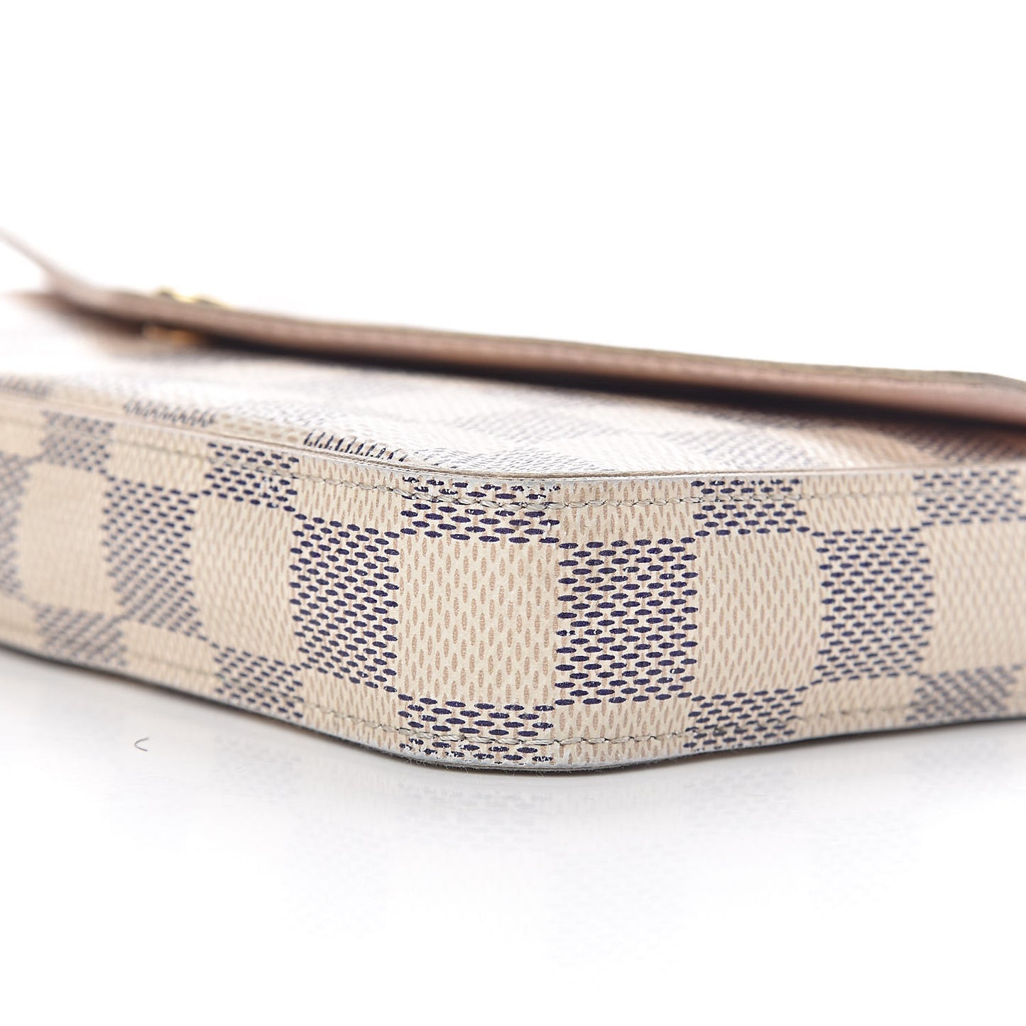 Damier Azur Pochette Felicie Chain Wallet Rose Ballerine