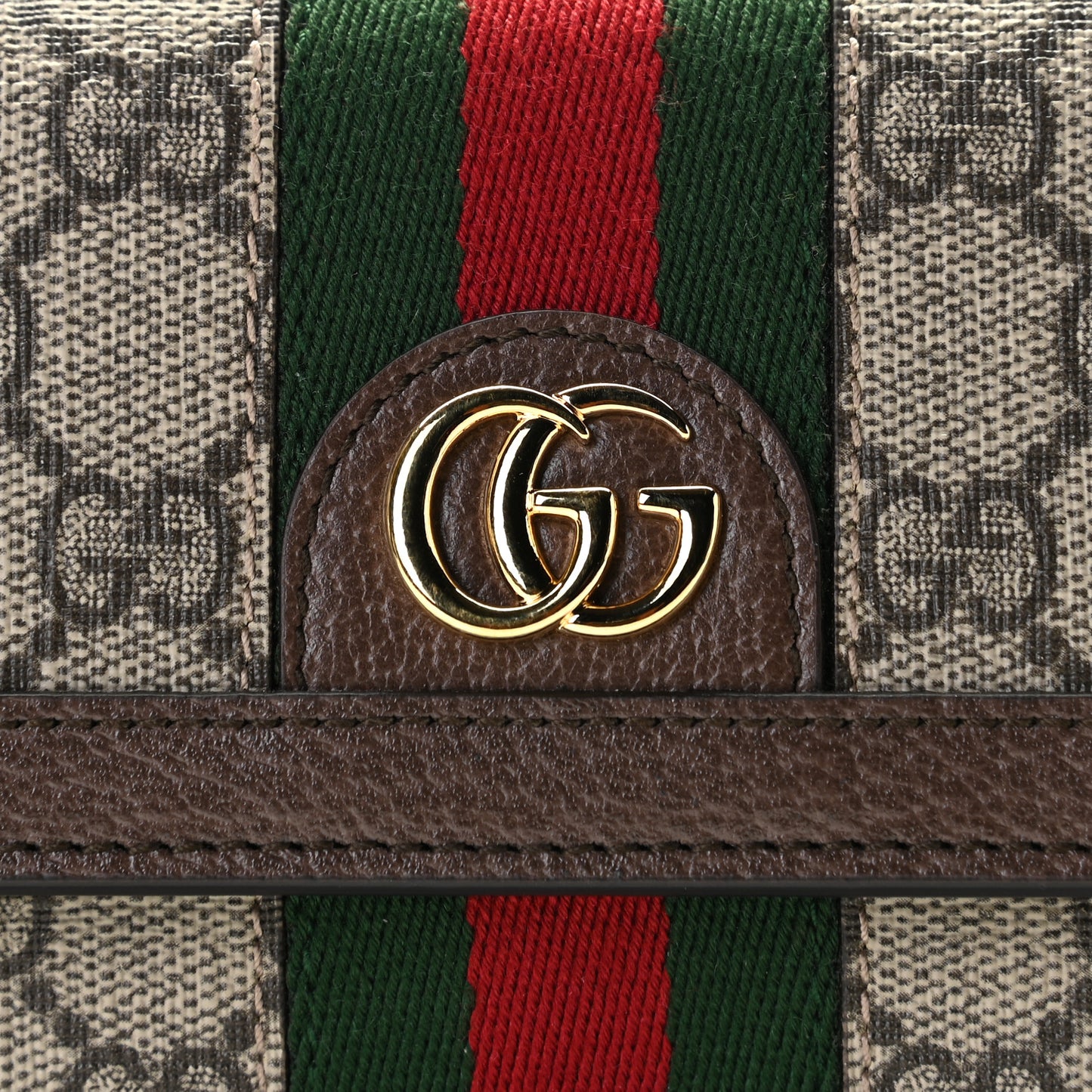 GG Supreme Monogram Web Ophidia Continental Wallet Brown