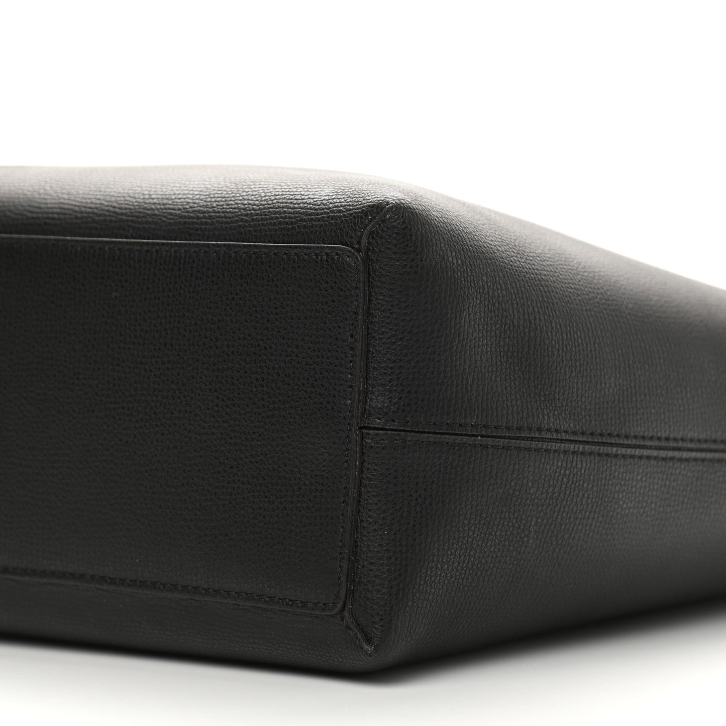 Grainy Calfskin Haymarket Check Medium Reversible Tote Black