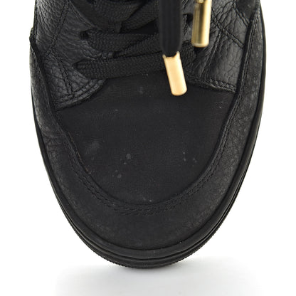 Louis Vuitton Calfskin Suede Monogram Cliff Top Wedge Sneakers 37 Black 9 of 12