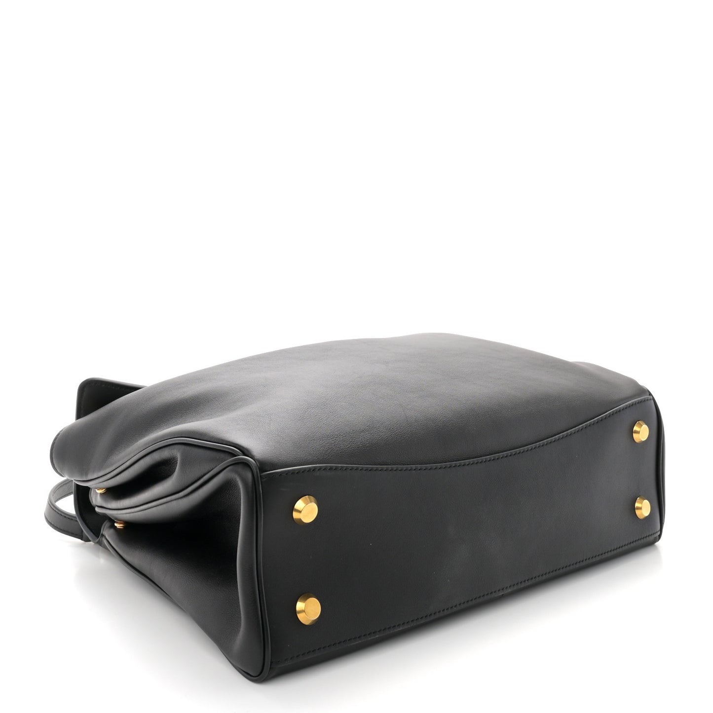 Natural Smooth Calfskin Medium Rodeo Top Handle Handbag Black