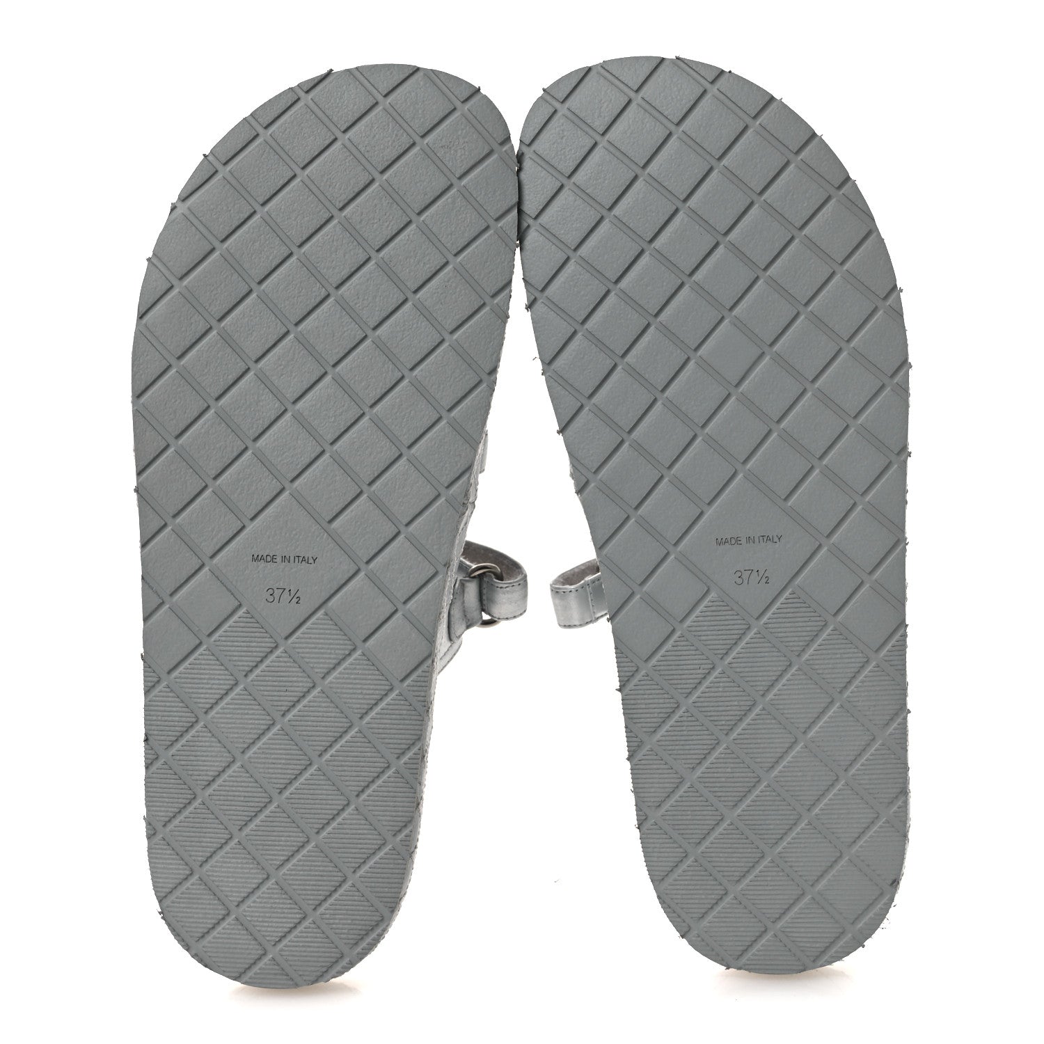 Chanel Laminated Lambskin Quilted Velcro Crystal CC Dad Slide Sandals Silver 37.5 Silver 7 of 11