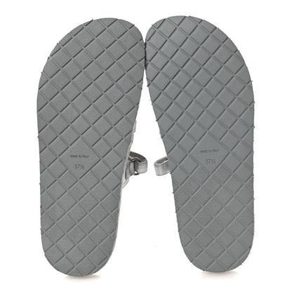 Chanel Laminated Lambskin Quilted Velcro Crystal CC Dad Slide Sandals Silver 37.5 Silver 7 of 11