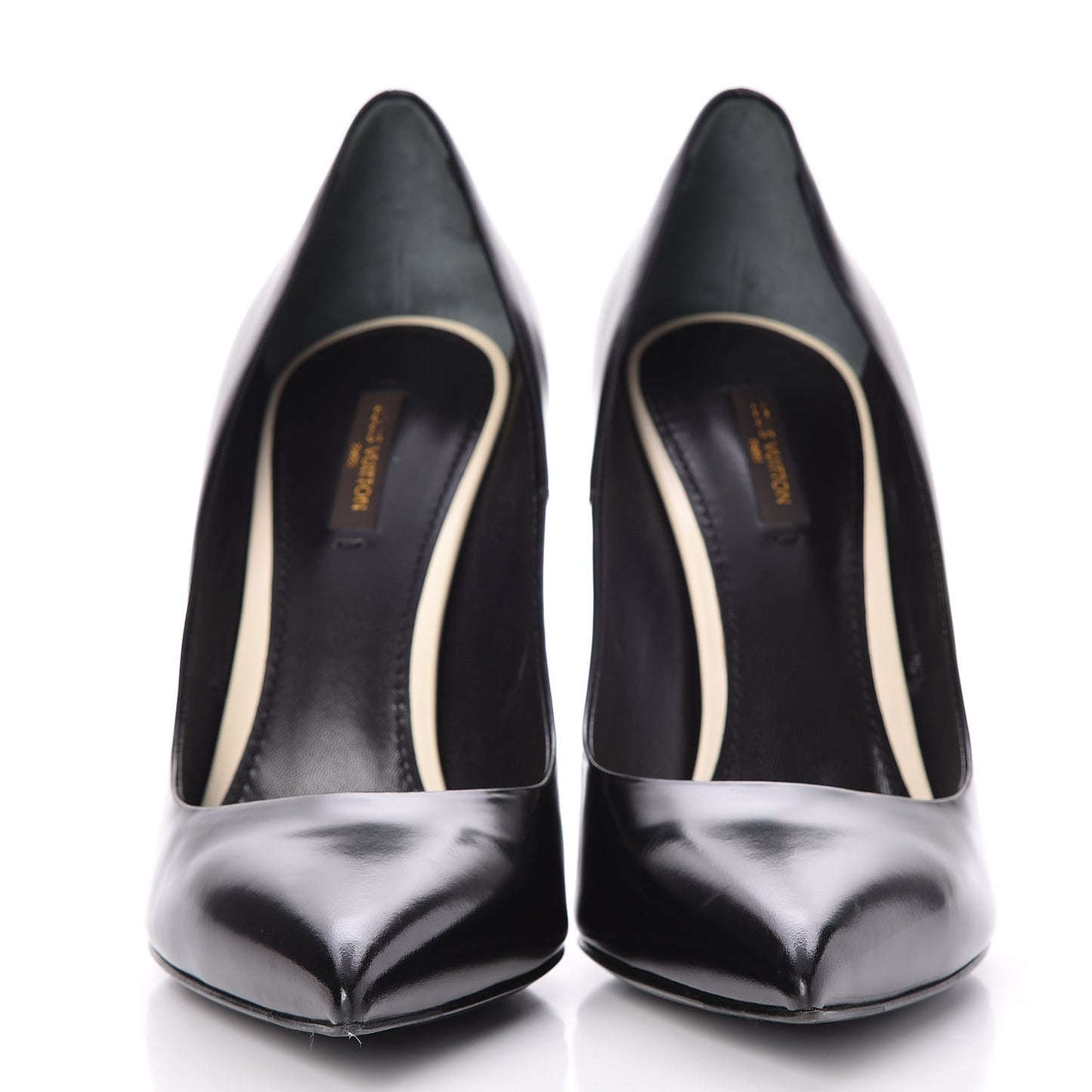 Glazed Calfskin Eyeline Pumps 41 Black