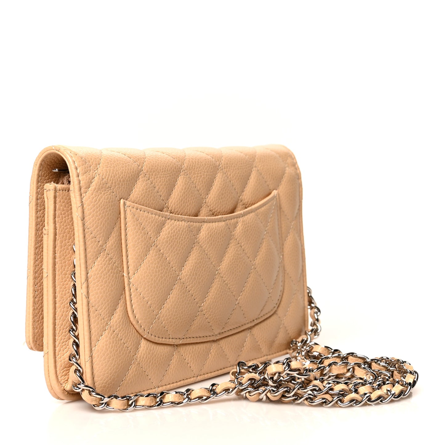 Caviar Quilted Wallet On Chain WOC Beige