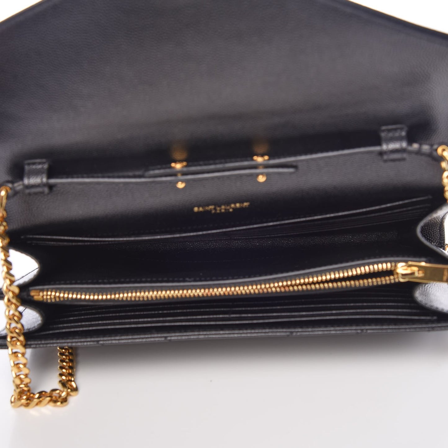 Grain De Poudre Matelasse Chevron Monogram Chain Wallet Black