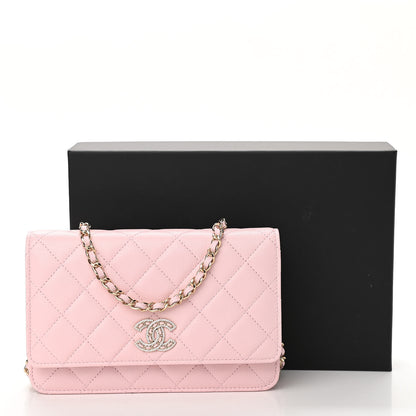 Chanel Caviar Quilted Crystal CC Wallet On Chain WOC Light Pink 12 of 12