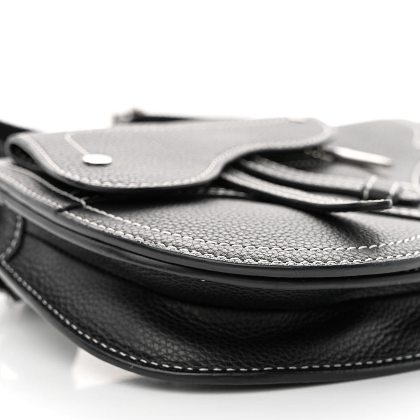 X KAWS Grained Calfskin Saddle Pouch Black