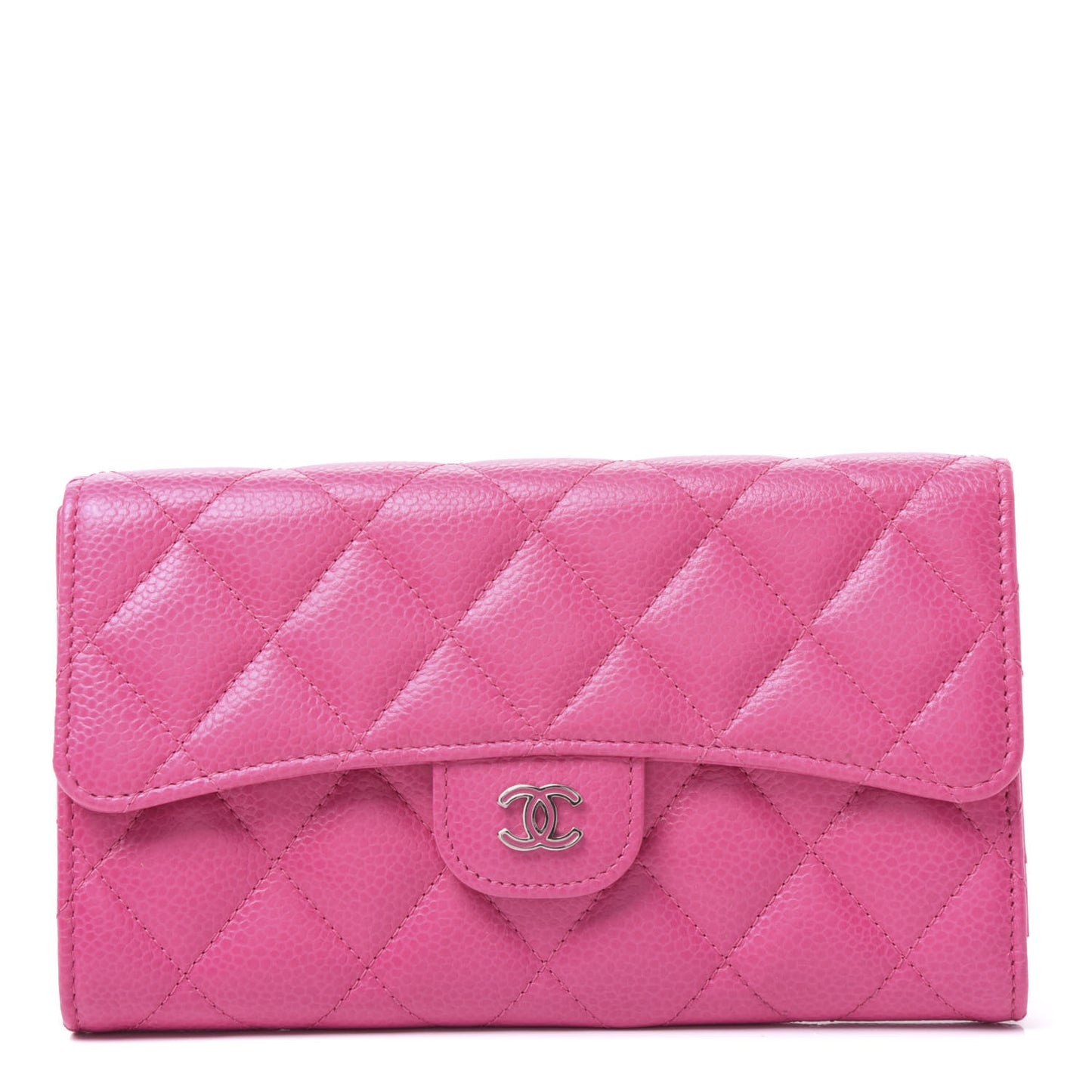 Caviar Quilted Large Flap Wallet Pink
