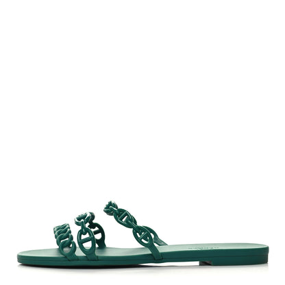 Hermes Rubber Chaine d'Ancre Rivage Sandals 38 Vert d'Ete 1 of 8