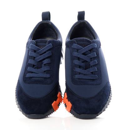 Hermes Technical Jersey Suede Goatskin Bouncing Sneakers 36 Marine 5 of 10