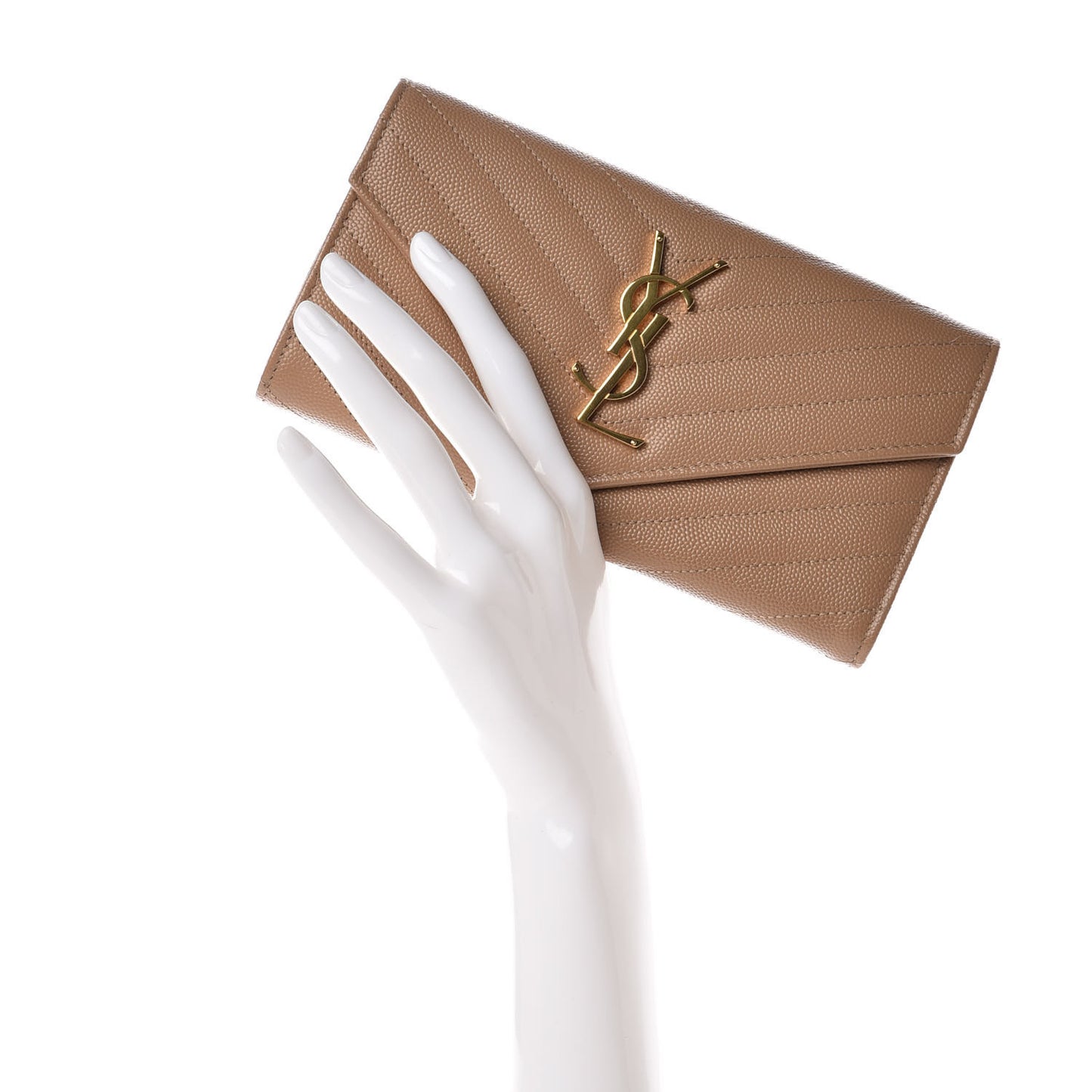 Grain De Poudre Matelasse Chevron Monogram Flap Wallet Oak