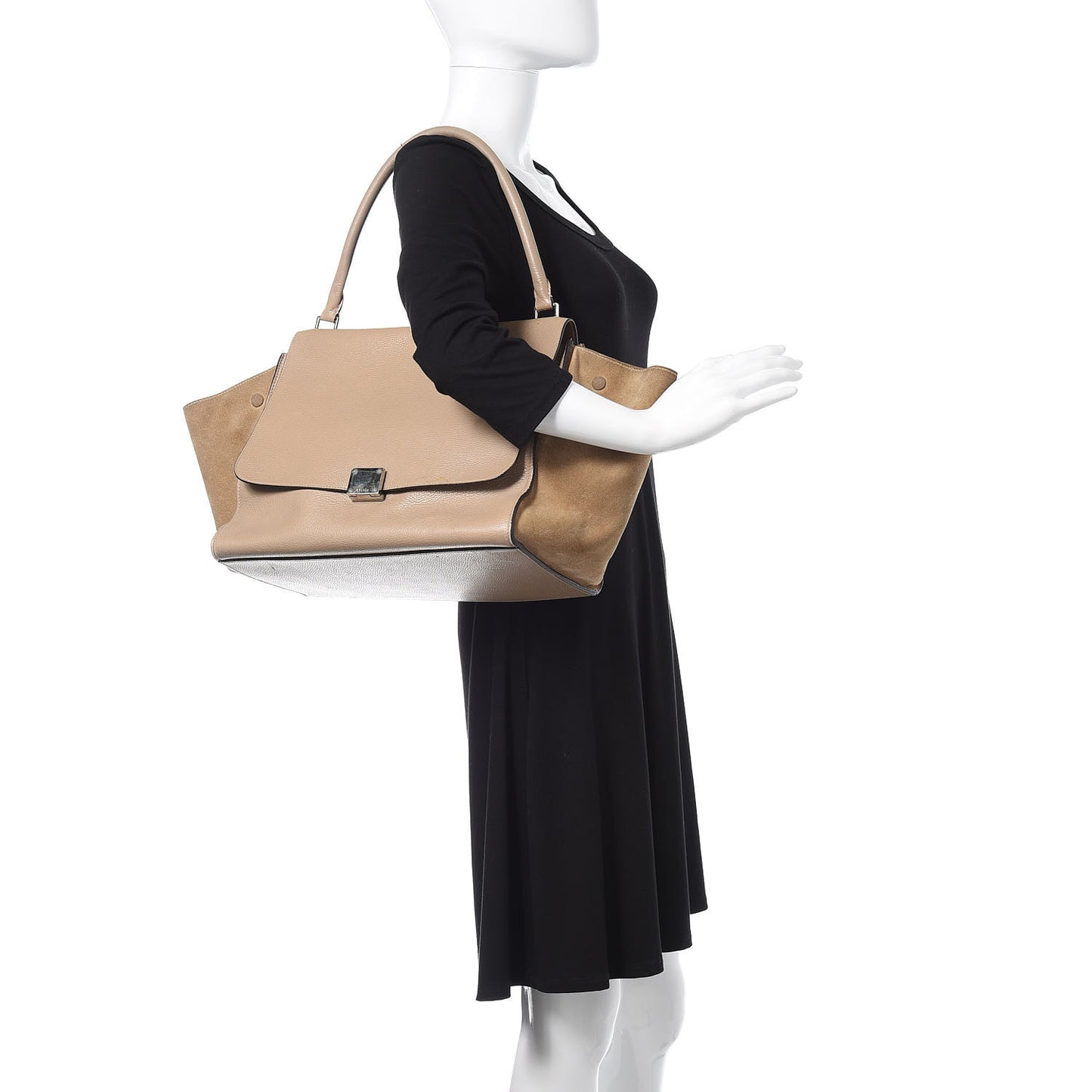 Drummed Calfskin Suede Large Trapeze Dune
