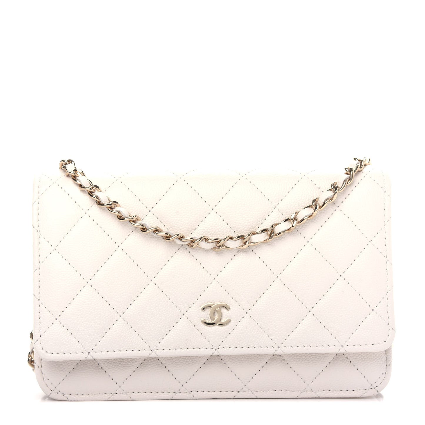 Caviar Quilted Wallet On Chain WOC White
