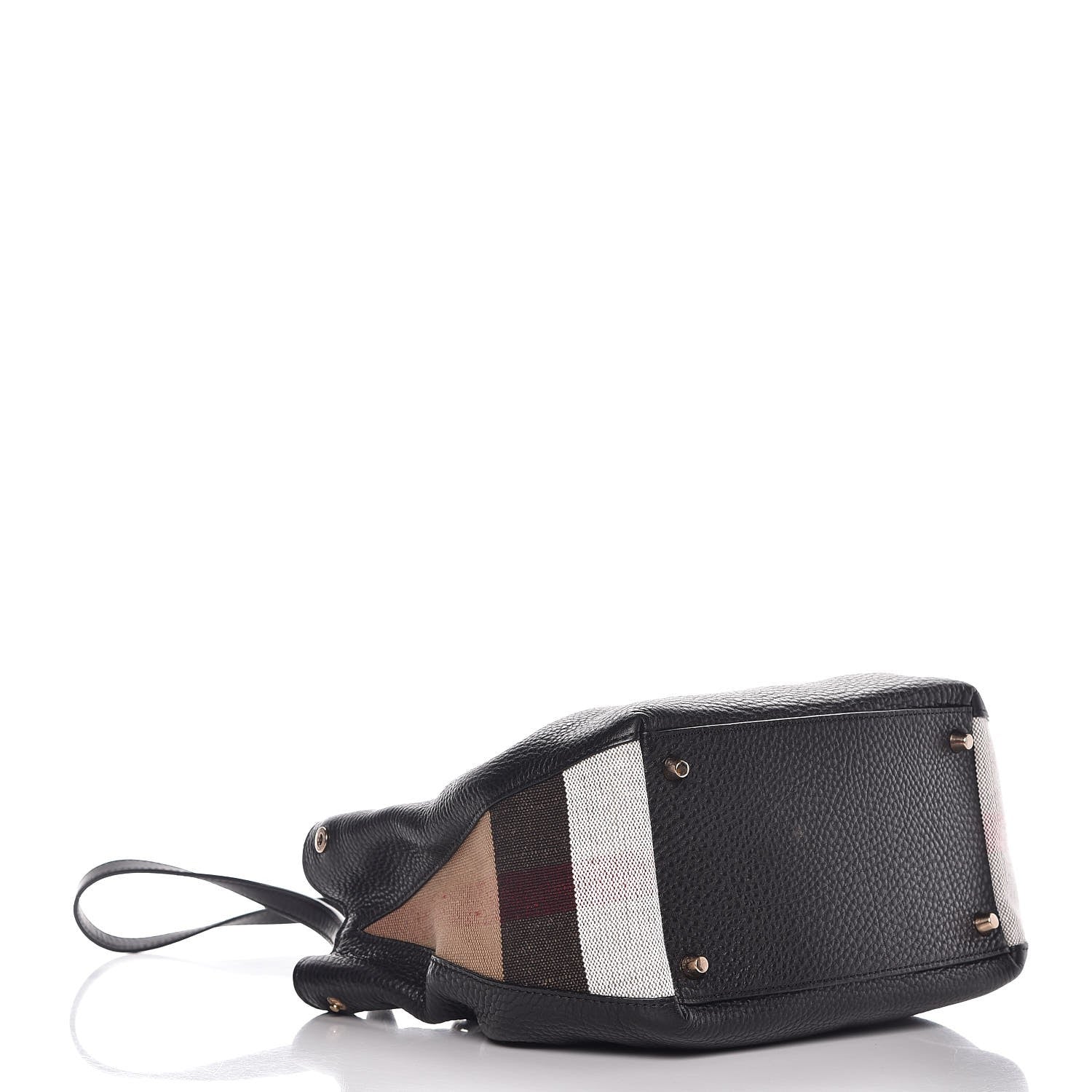 Burberry Grainy Calfskin House Check Small Maidstone Black 5 of 10