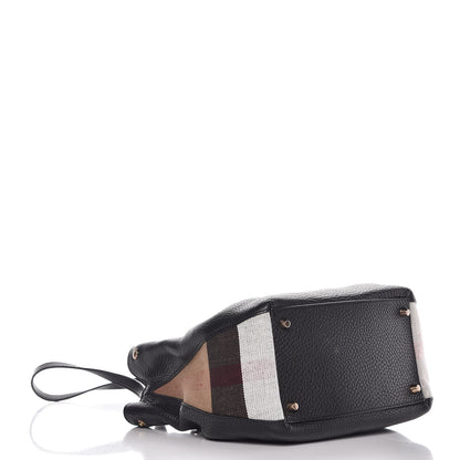 Burberry Grainy Calfskin House Check Small Maidstone Black 5 of 10
