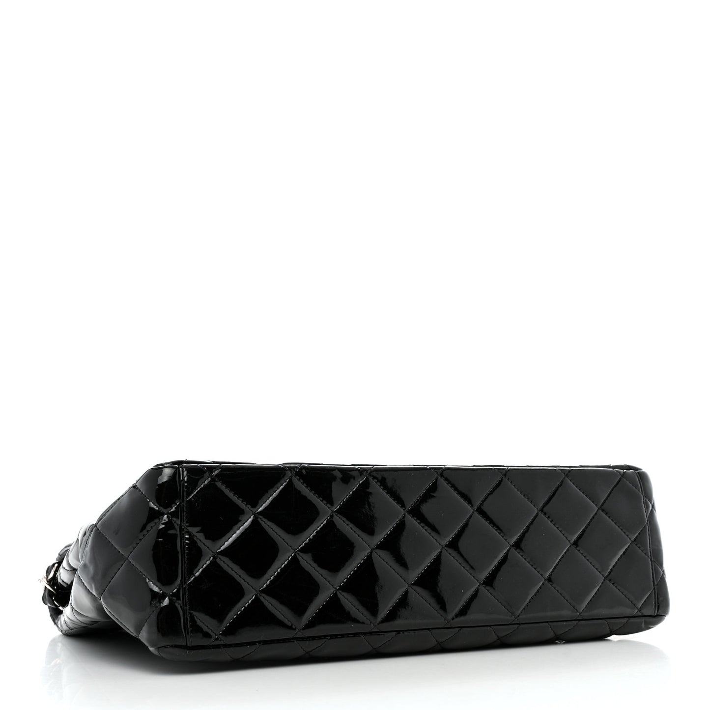 Patent Quilted Maxi Single Flap Black