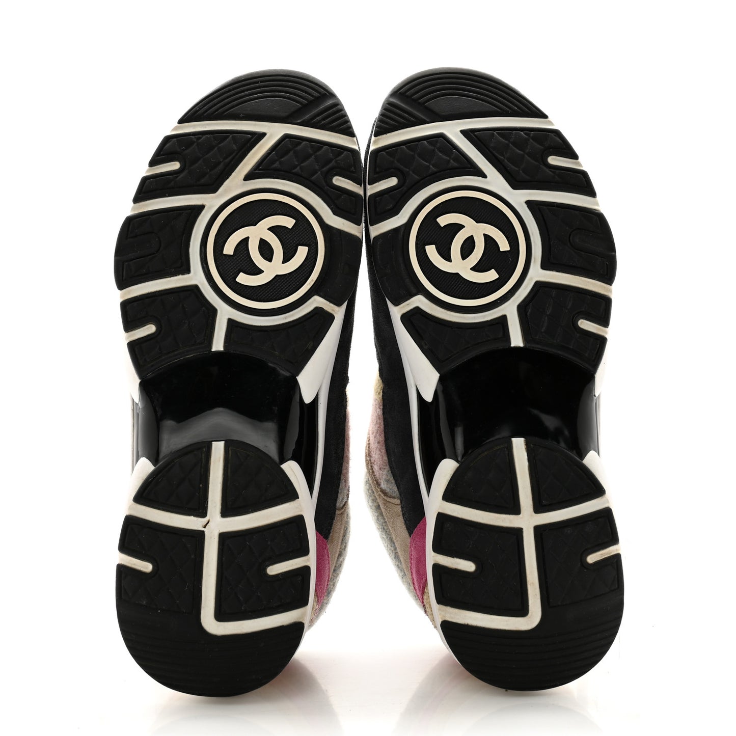 Fabric Suede Calfskin CC Sneakers 36.5 Pink Beige Multicolor
