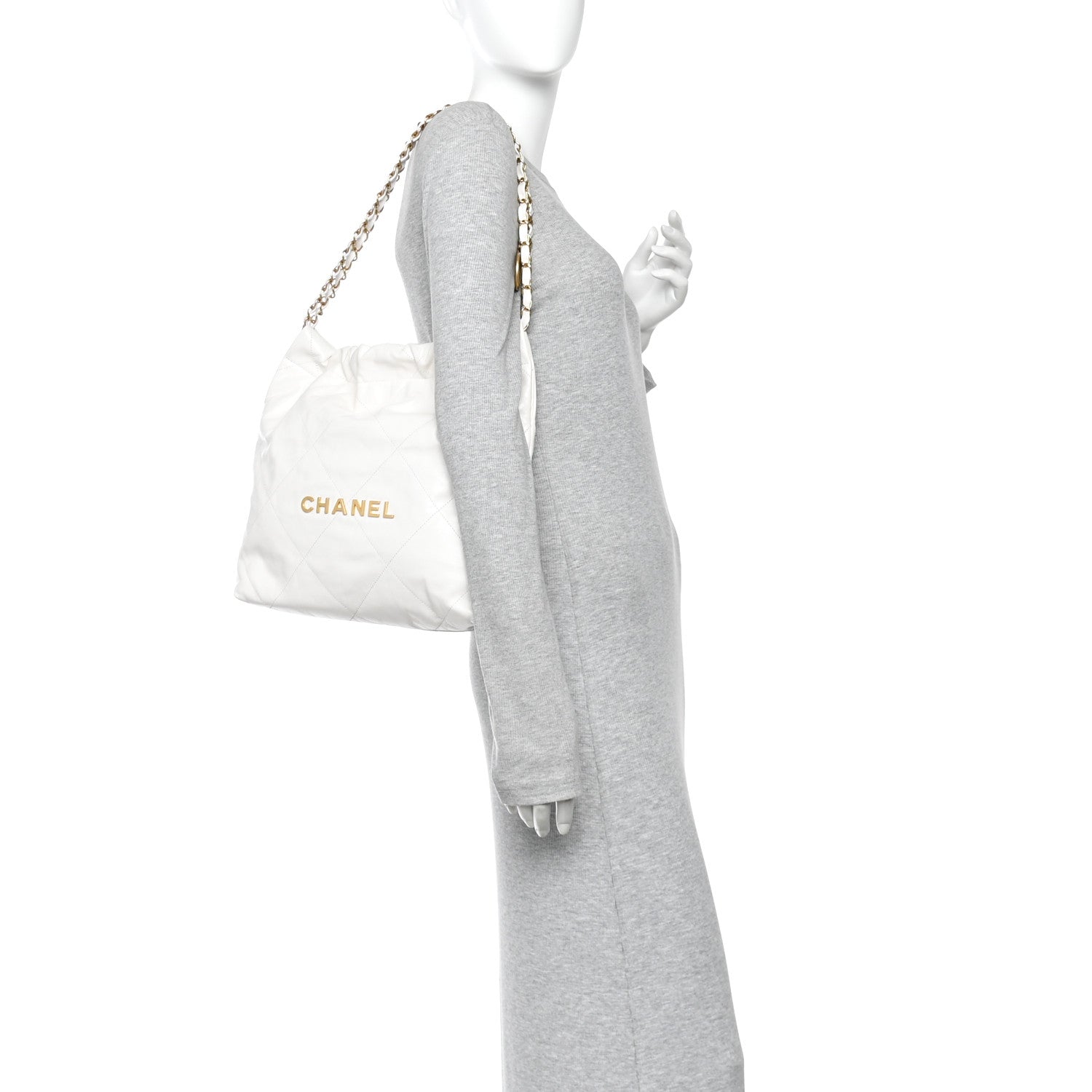 Chanel Shiny Calfskin Quilted Small Chanel 22 White 2 of 12