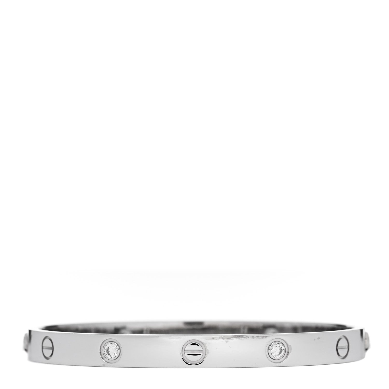 Cartier 18K White Gold 4 Diamond Love Bracelet 18 2 of 8