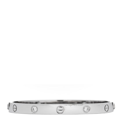 Cartier 18K White Gold 4 Diamond Love Bracelet 18 2 of 8