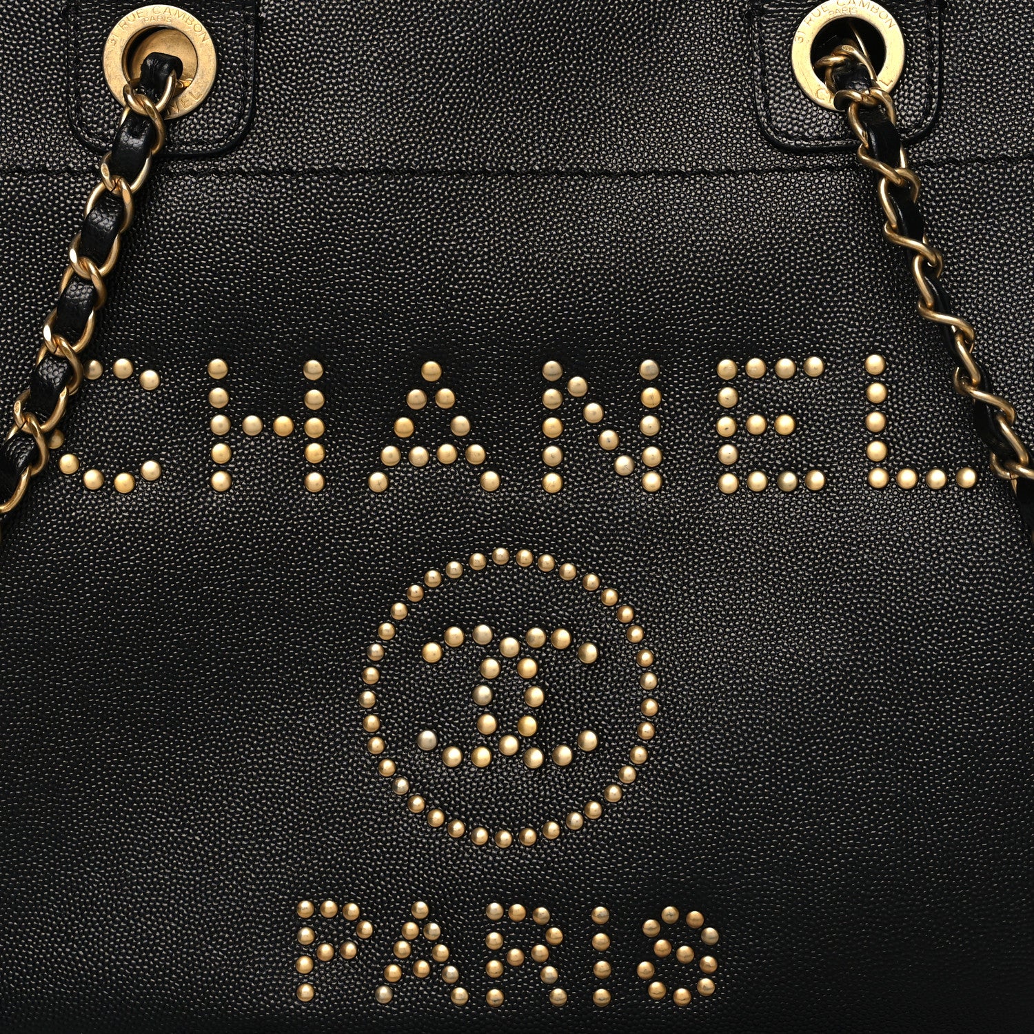 Chanel Caviar Small Studded Deauville Tote Black 8 of 13