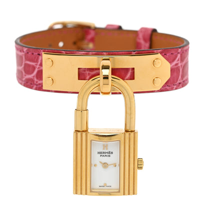 Hermes Stainless Steel Alligator 20mm Kelly Cadena Quartz Watch Framboise 1 of 6