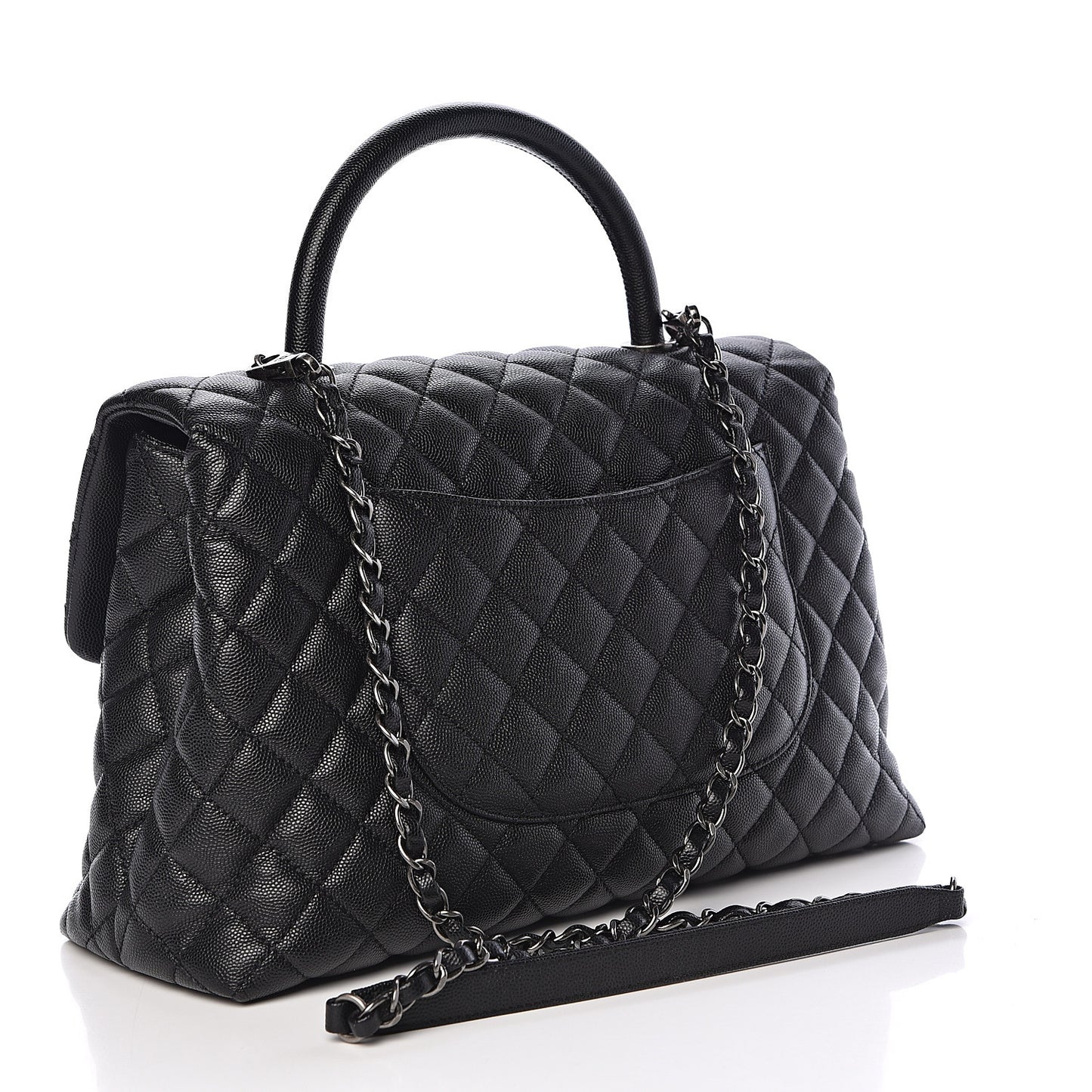 Caviar Quilted Medium Coco Handle Flap Black